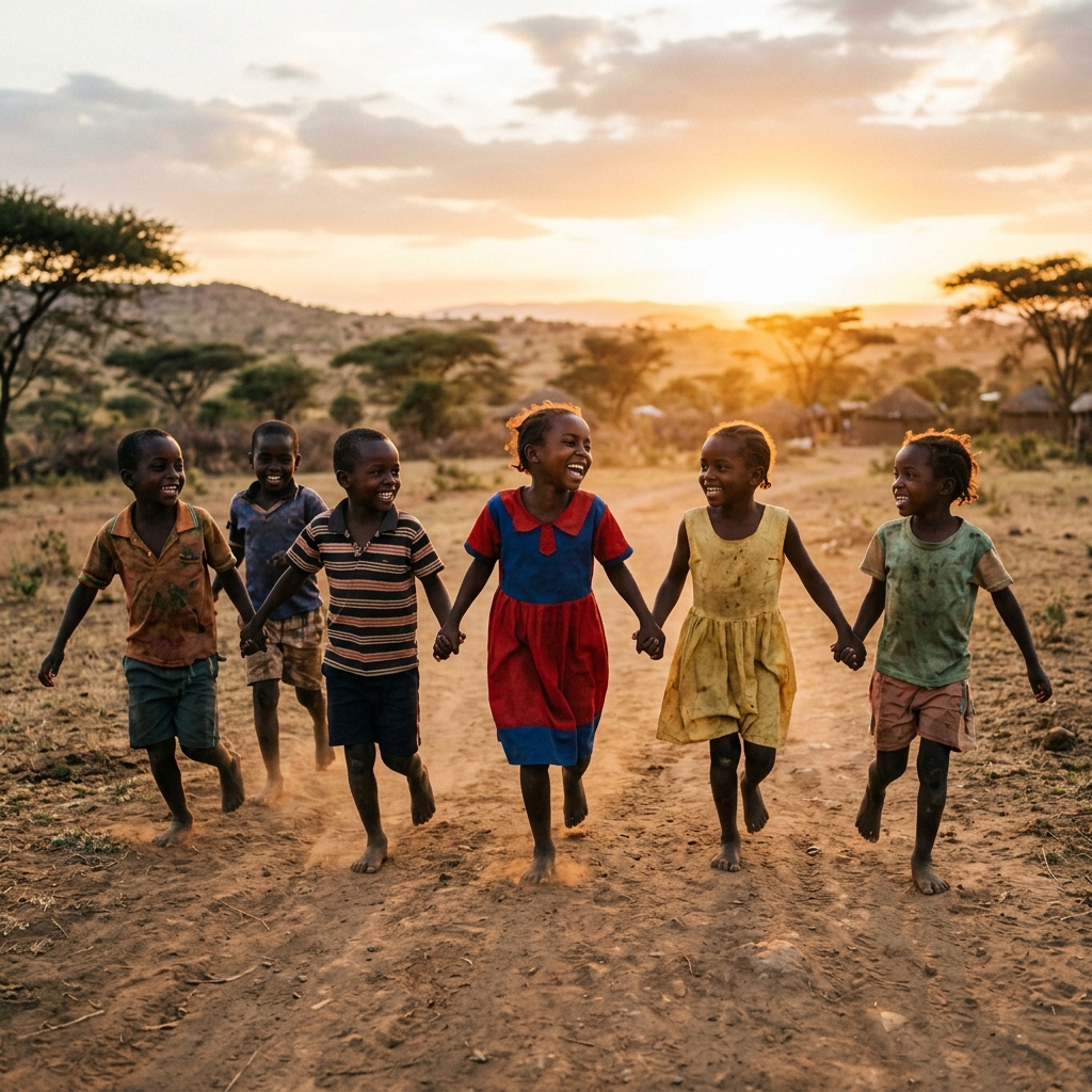 Niños felices de Kenia